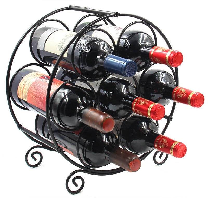 PAG 7 Bottles Freestanding Countertop Wine Rack, Metal Small Table Top Wine Rack, Drink Organizer Bottle Holder, Kitchen Organizers and Storage, Black - Image 1